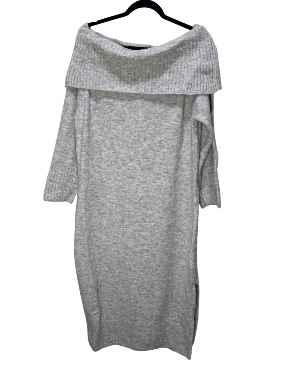 Daily Practice Off-Shoulder Foldover Midi Sweater Dress - Light Gray 1X NWT